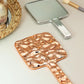 Handheld Mirror, Water Ripples Hand Mirror with Handle for Makeup, Square, Rose Gold, Small (4 x 7 inches)