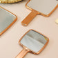 Handheld Mirror, Water Ripples Hand Mirror with Handle for Makeup, Square, Rose Gold, Small (4 x 7 inches)