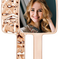 Handheld Mirror, Water Ripples Hand Mirror with Handle for Makeup, Square, Rose Gold, Small (4 x 7 inches)