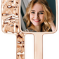 Handheld Mirror, Water Ripples Hand Mirror with Handle for Makeup, Square, Rose Gold, Small (4 x 7 inches)