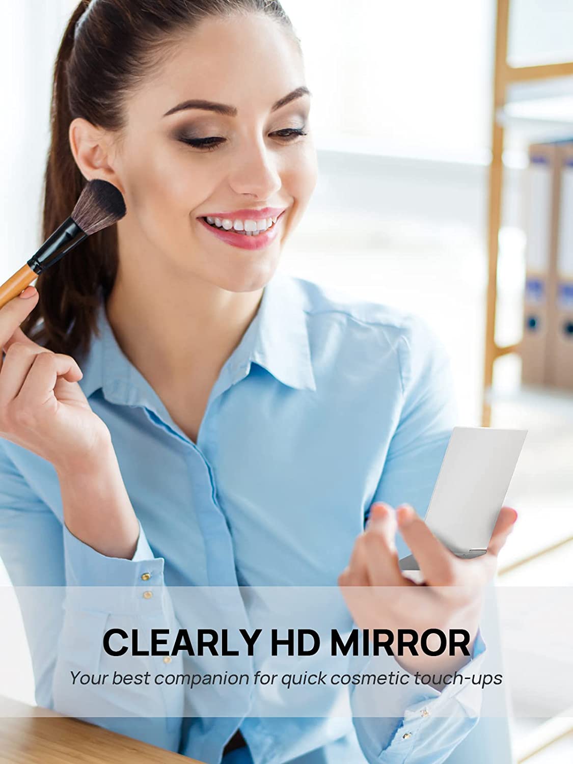 MIRRORNOVA Mirrornova Folding Mirror, Compact Ultra-Slim Small Portable Travel Size Makeup Mirror (Aluminum Shell, 3.3inch)