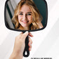 MIRRORNOVA Hand Mirror, Barber Hairdressing Handheld Mirror with Handle for Salon, Square, Black, Medium