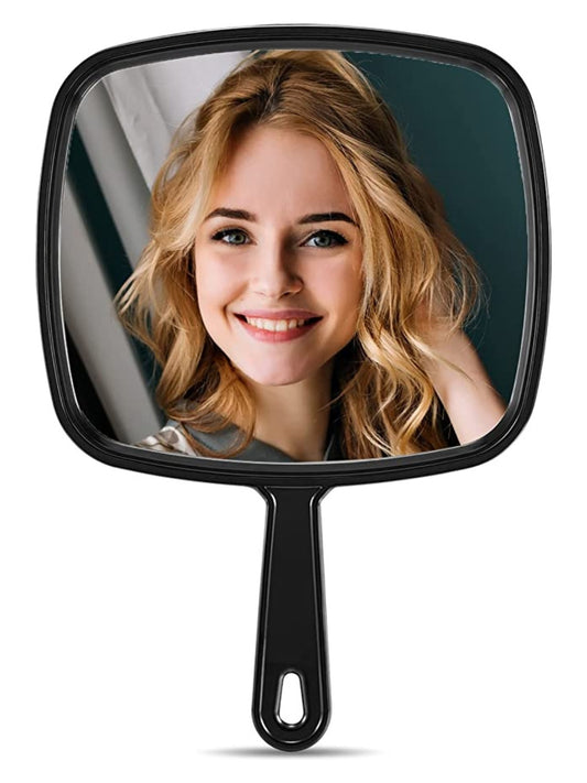 MIRRORNOVA Hand Mirror, Extra Large Barber Hairdressing Handheld Mirror with Handle for Salon, Square